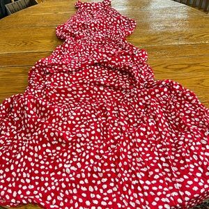 SHEIN Red Maxi Dress with White Spot Print